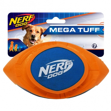 NERF Мяч для регби из вспененной резины и нейлона (18 см, серия МЕГАТОН, синий/оранжевый) - фото2