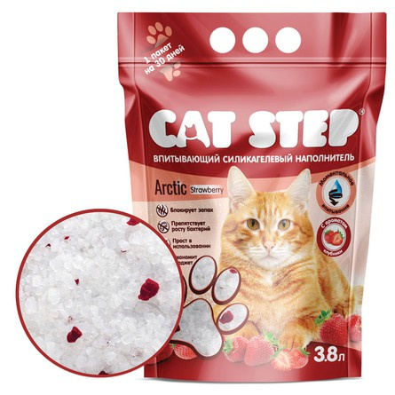 CAT STEP Strawberry (3,8 л) Наполнитель силикагелевый впитывающий - фото