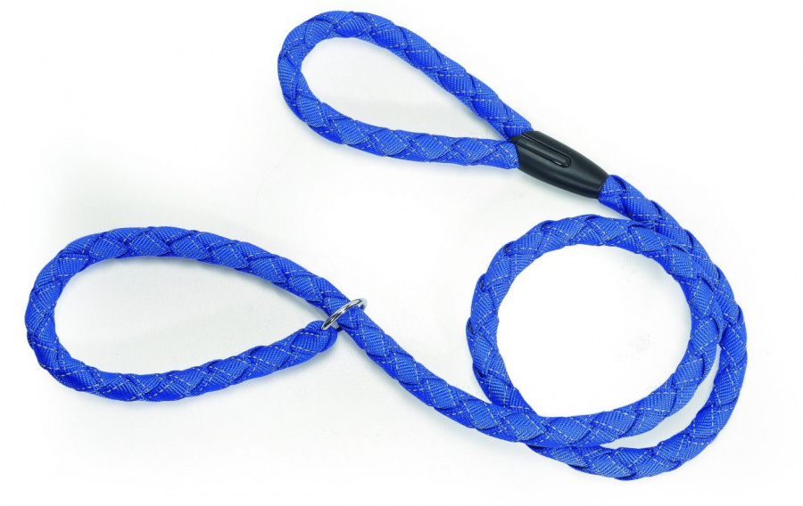 CAMON Поводок-удавка плетеный светоотражающий (синий, 15 мм x 150 см) - фото