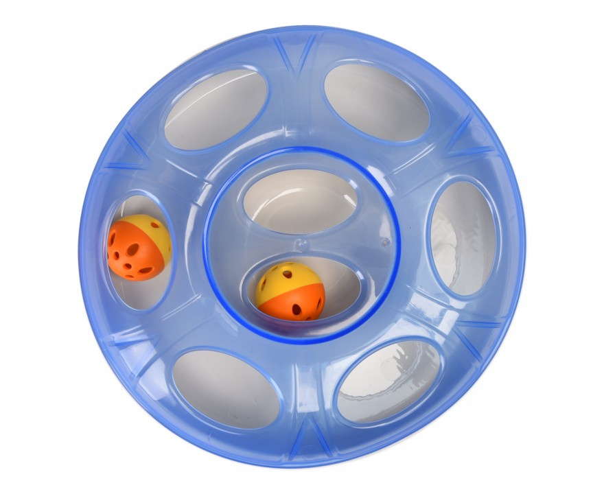 GEORPLAST Ufo Игрушка для кошек интерактивная с 2 шариками (25 х 8 см) - фото