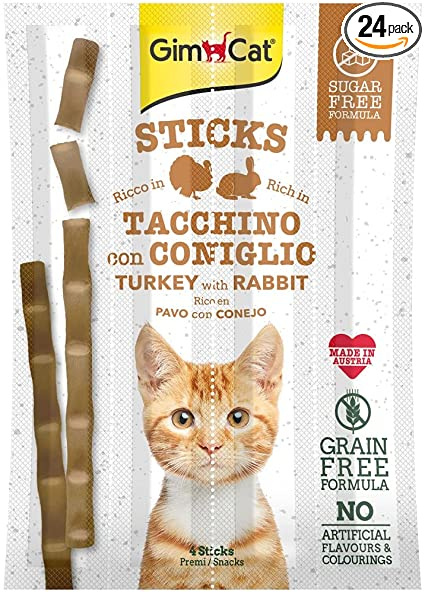 GIMCAT Sticks Turkey & Rabbit (4 шт) Палочки с индейкой и кроликом для кошек - фото