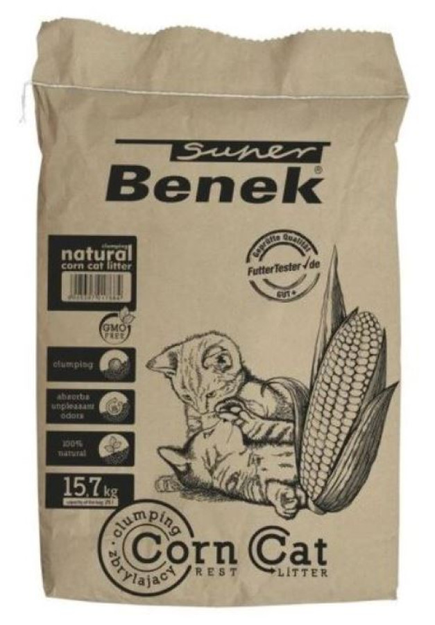 S.BENEK Corn Cat (25 л) Наполнитель кукурузный комкующийся - фото