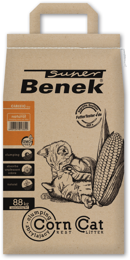 S.BENEK Corn Cat (14 л) Наполнитель кукурузный комкующийся - фото