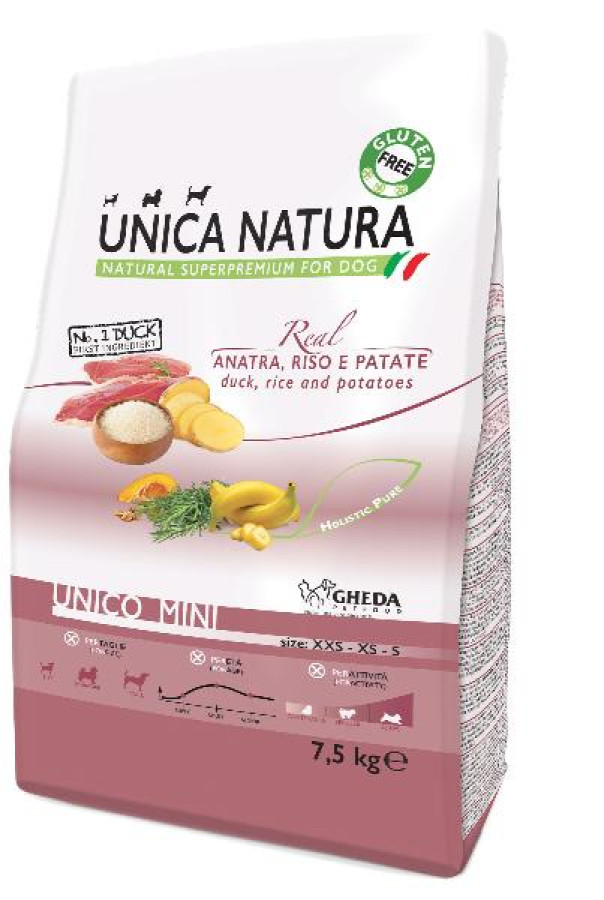 UNICA Dog Natura Unico MINI Duck (7,5 кг) для собак всех возрастов -  утка, рис, картофель - фото