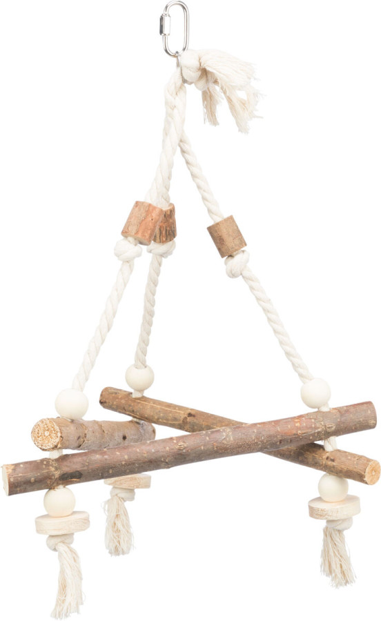 TRIXIE Swing on Rope Качели из дерева с х/б веревкой (27 × 27 × 27 см) - фото