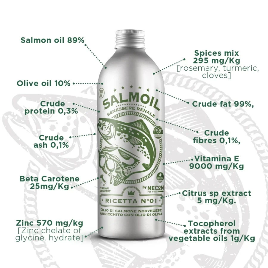 NECON SALMOIL Ricetta N1 (250 мл) масло лосося, для поддержания здоровья почек - фото2
