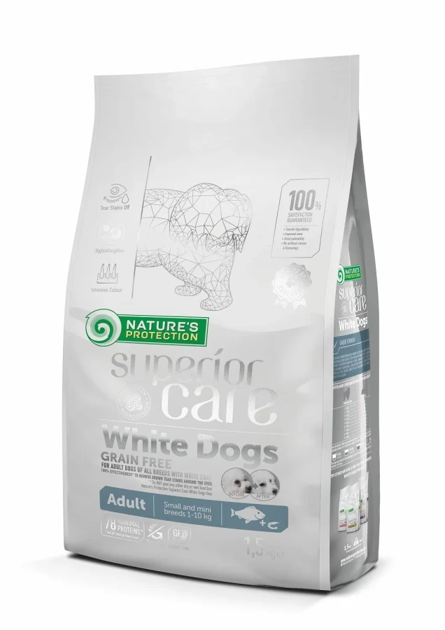 NP SC White Dogs Grain Free White Fish (1,5 кг) беззерновой с белой рыбой, для собак белого окраса - фото
