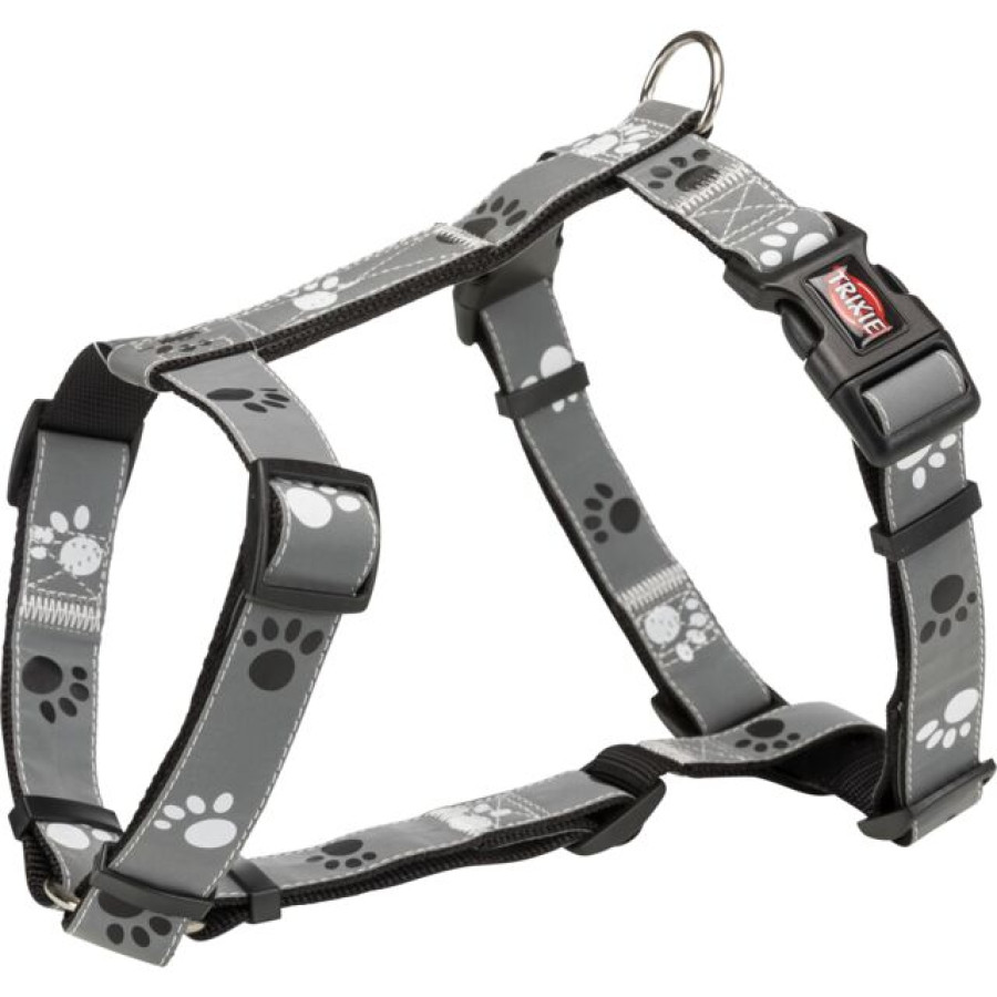 TRIXIE Silver Reflect H-Harness Шлейка для собак светоотражающая, размер XS-S (30-40 см / 15 мм) - фото