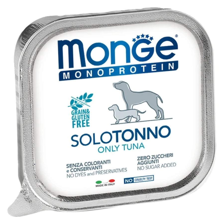 MONGE SOLO Monoprotein Tuna (лоток 150 г) монопротеиновый паштет с тунцом для собак - фото