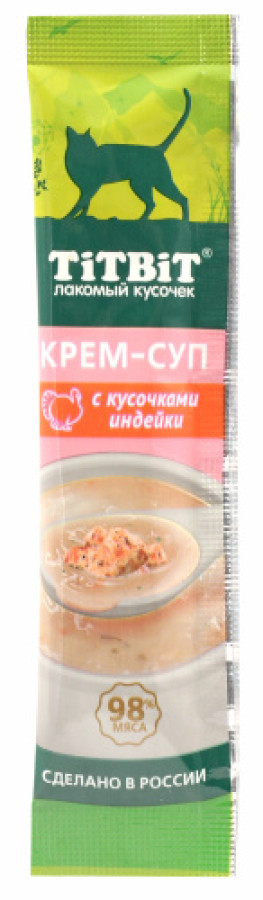 TiTBiT Крем-суп для кошек с кусочками индейки (10 г) - фото