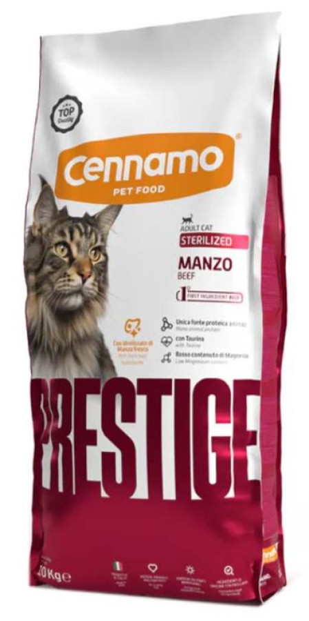 CENNAMO PRESTIGE CAT Adult STERILIZED MANZO (10 кг) для стер. взр. кошек, на основе говядины - фото