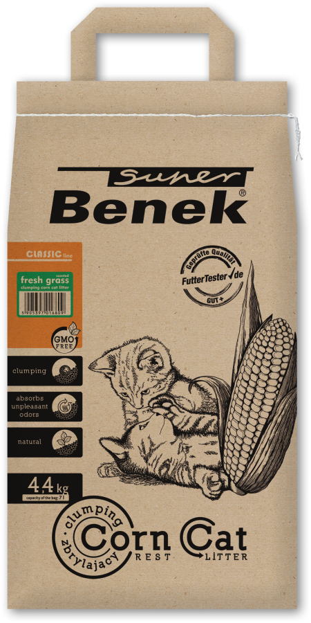 S.BENEK Corn Cat Ultra Fresh grass (7 л) Наполнитель кукурузный комкующийся Ultra, свежая трава - фото