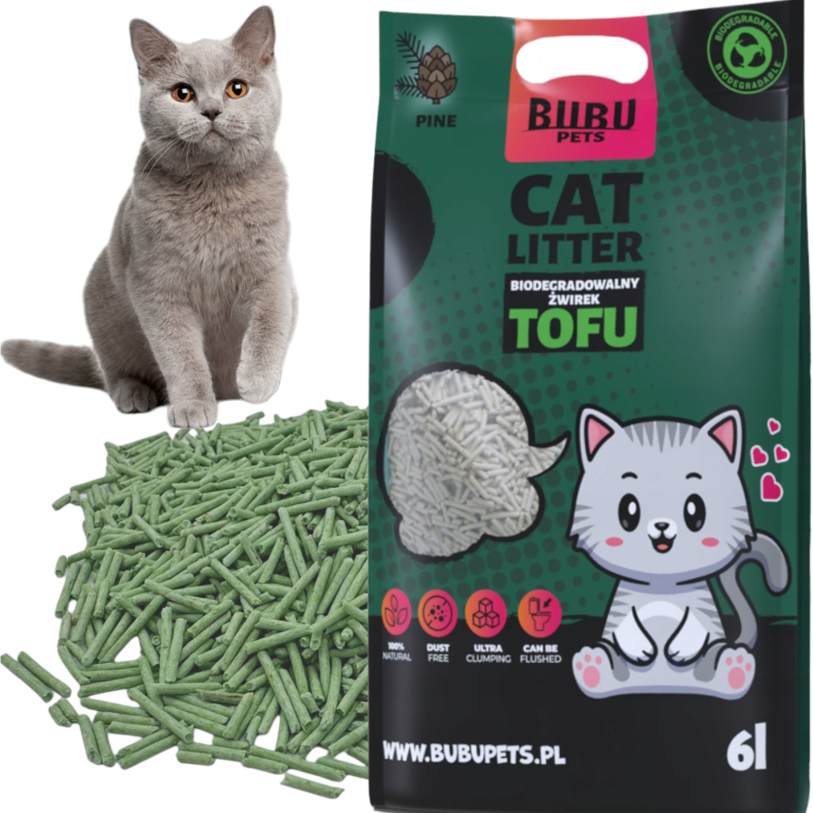 BUBU Pets Tofu Pine Наполнитель тофу хвоя (2,5 кг / 6 л) - фото3
