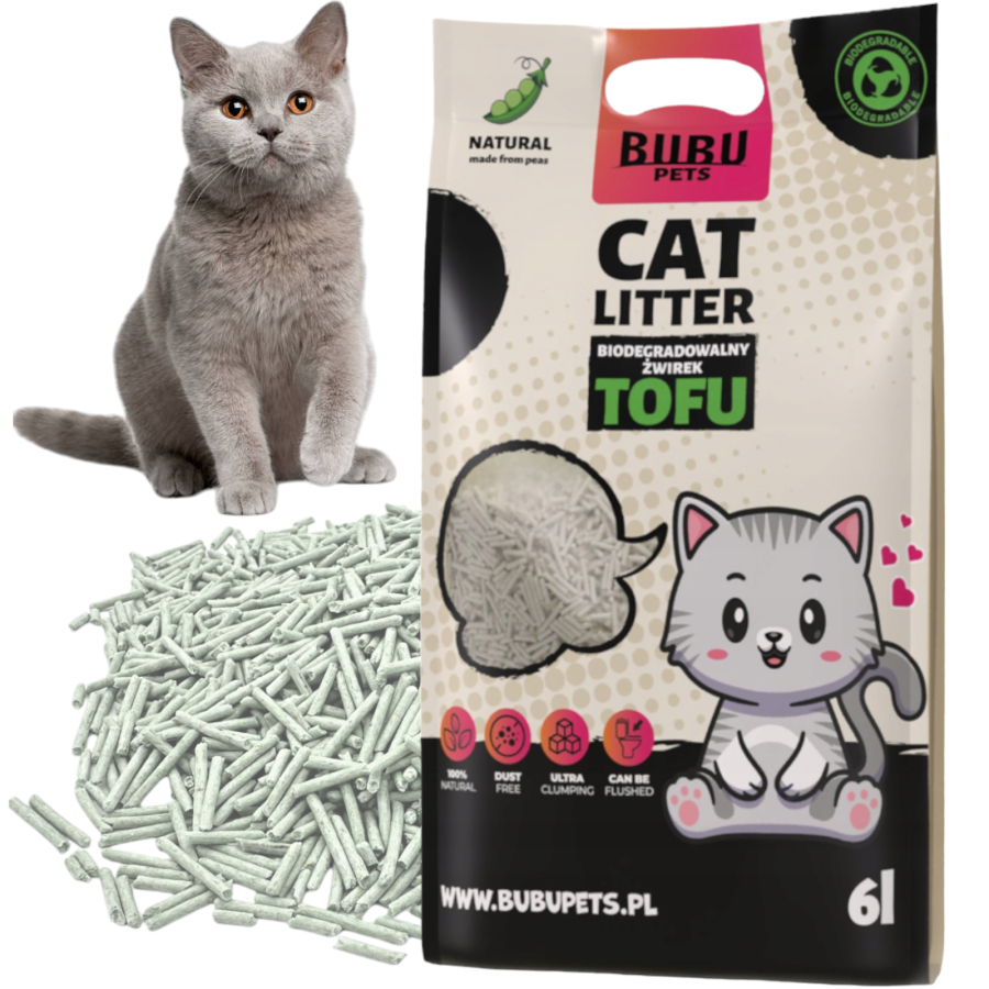 BUBU Pets Tofu Original Наполнитель тофу натуральный (2,5 кг / 6 л) - фото2