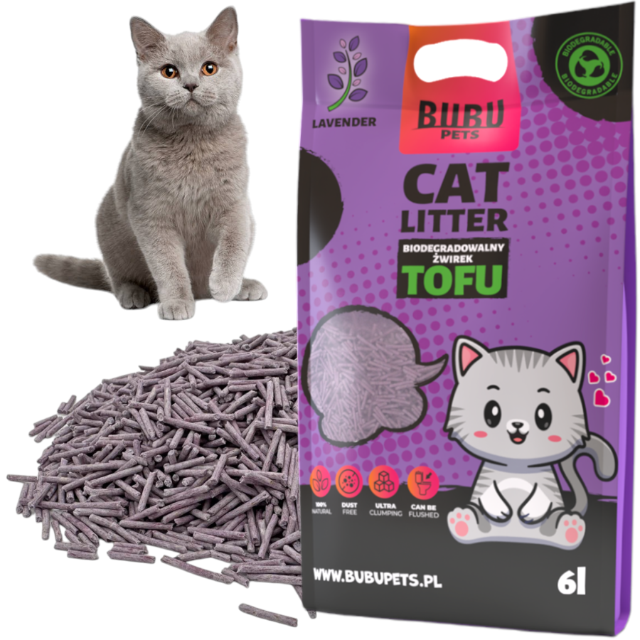 BUBU Pets Tofu Lavender Наполнитель тофу лаванда (2,5 кг / 6 л) - фото3
