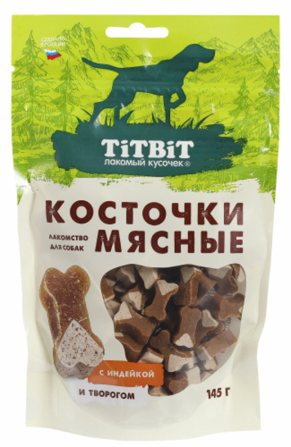 TiTBiT Косточки мясные для собак с индейкой и творогом (145 г) - фото