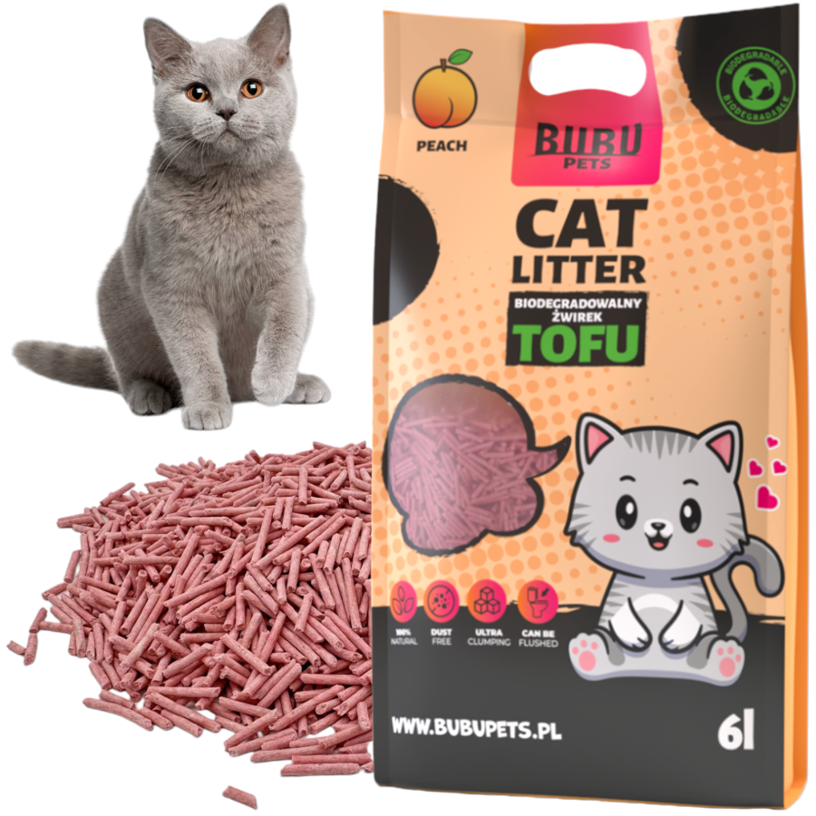 BUBU Pets Tofu Lavender Наполнитель тофу персик (2,5 кг / 6 л) - фото2