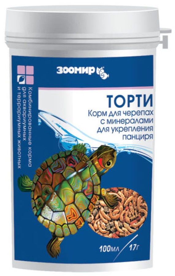 ТОРТИ Корм для черепах, земноводных и рептилий (баночка 100 мл/17 г) Зоомир - фото