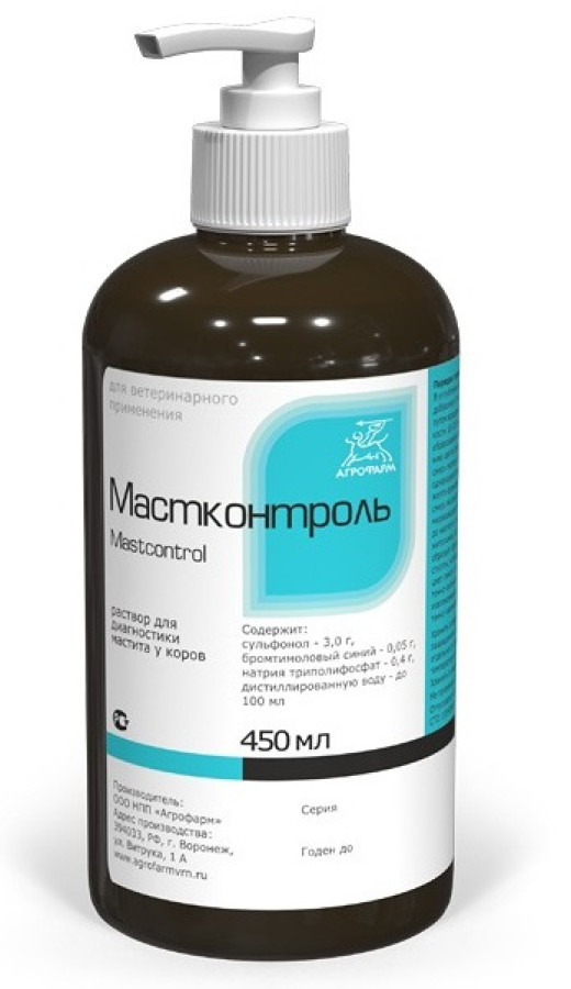 МАСТКОНТРОЛЬ раствор для диагностики мастита у коров (450 мл) Агрофарм - фото