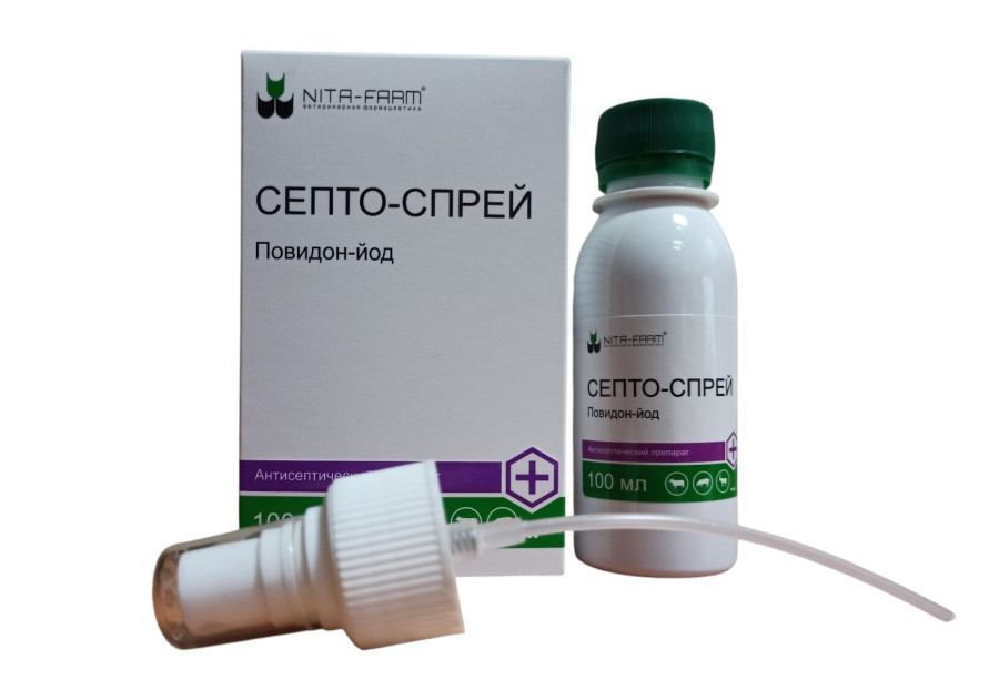 СЕПТО-СПРЕЙ (Повидон-йод) Раствор для наружного применения (100 мл) Nita-farm - фото2