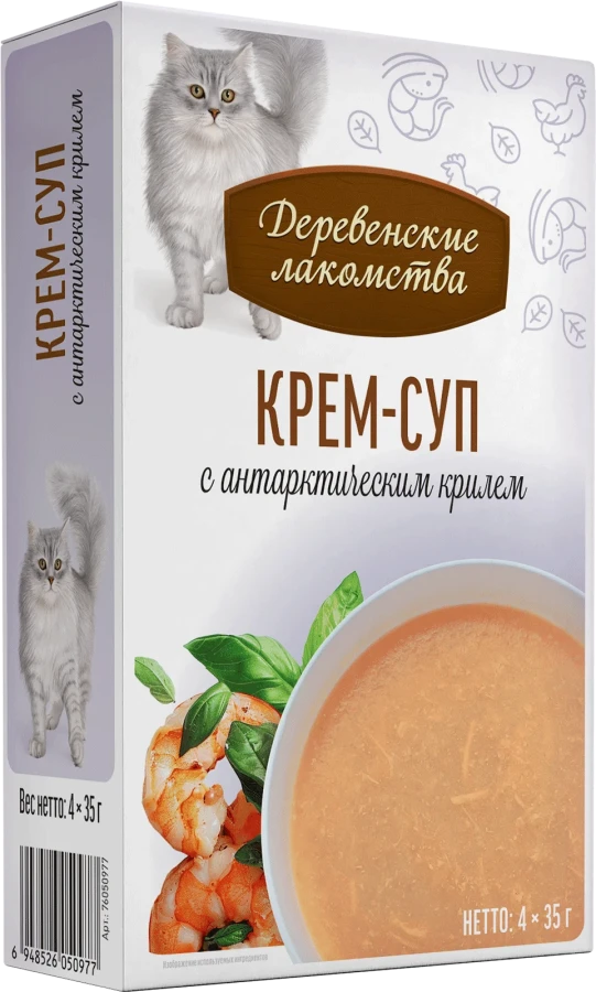 КРЕМ-СУП с антарктическим крилем для кошек (упаковка 4 шт х 35 г) - фото