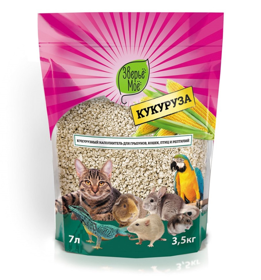 ЗВЕРЬЕ МОЕ Наполнитель кукурузный, средняя фракция (3,5 кг) - фото