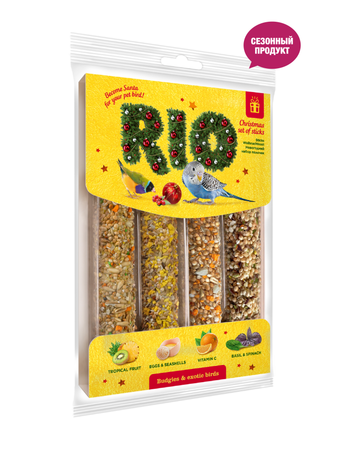RIO Новогодний набор палочек для волнистых попугайчиков и экзотов (4 шт) - фото, картинка RIO Новогодний набор палочек для волнистых попугайчиков и экзотов (4 шт) - фото