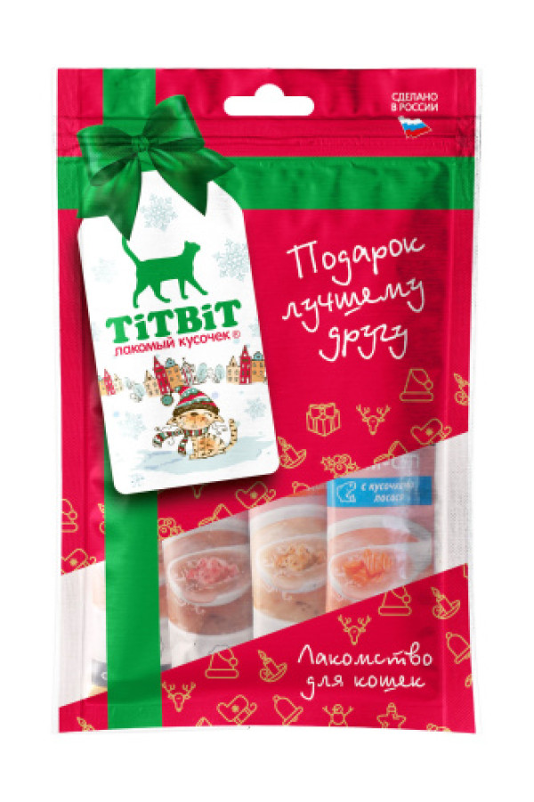 TiTBiT Новогодняя коллекция - крем-суп для кошек, 4 вкуса (40 г) - фото