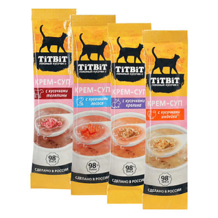 TiTBiT Новогодняя коллекция - крем-суп для кошек, 4 вкуса (40 г) - фото2