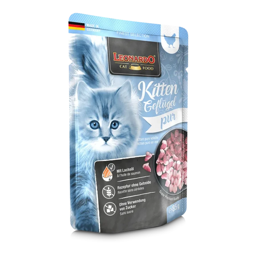LEONARDO Kitten Pure Poultry (пауч 85 г) с птицей, для котят - фото