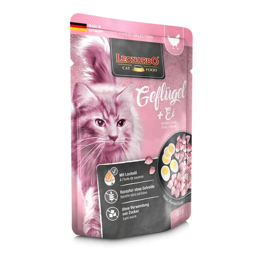 LEONARDO Poultry & Egg (пауч 85 г) птица и яйцо, для взрослых кошек - фото