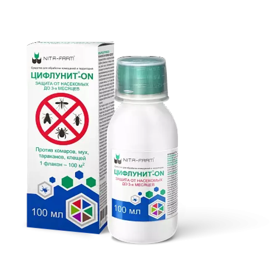 ЦИФЛУНИТ-ON (Цифлутрин 5%) Противопаразитарное средство для помещений (100 мл) Nita-farm - фото2
