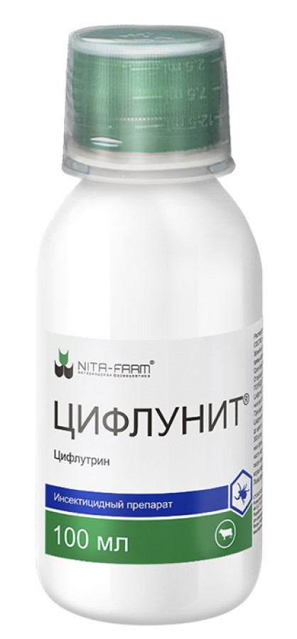 ЦИФЛУНИТ (Цифлутрин 1%) Противопаразитарное средство для КРС (100 мл) Nita-farm - фото