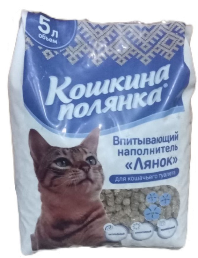 КОШКИНА ПОЛЯНКА Наполнитель впитывающий ЛЯНОК (5 л) - фото