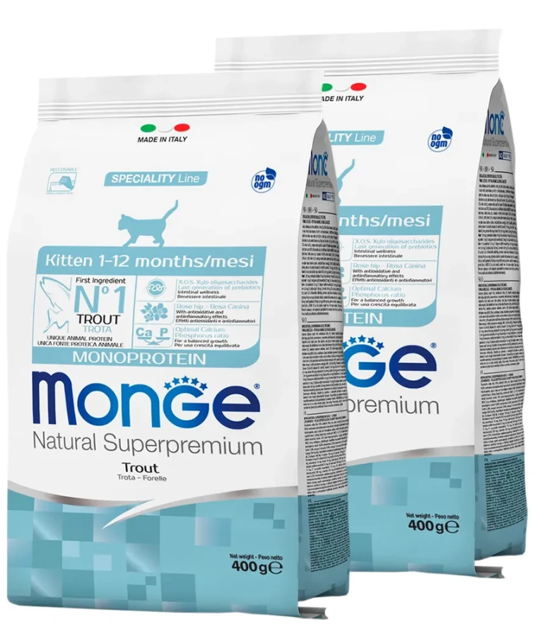 MONGE CAT MONOPROTEIN Kitten Trout (400 г х 2) из форели, для котят АКЦИЯ 1+1 - фото