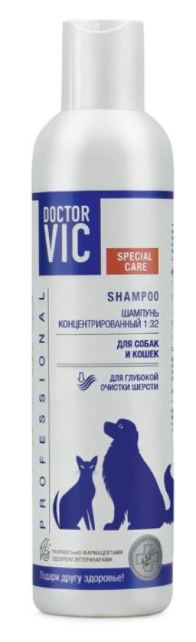 ШАМПУНЬ Doctor VIC концентрированный для глубокой очистки собак и кошек (250 мл) 1:32 - фото