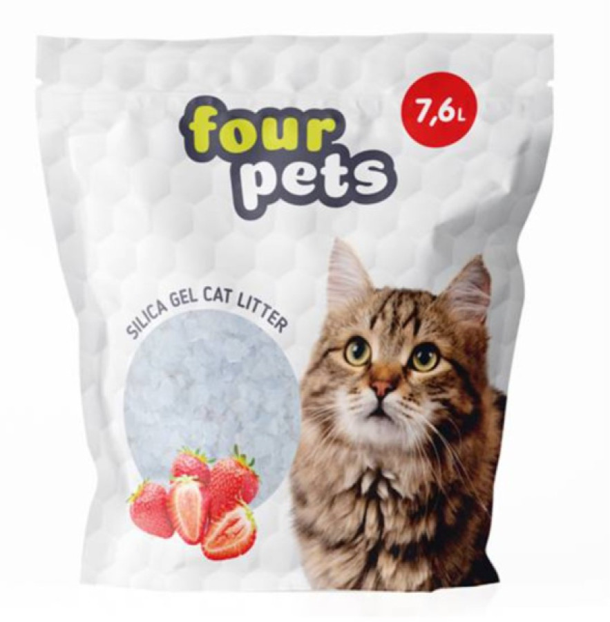 FOUR PETS Наполнитель силикагелевый, клубника (7.6 л) - фото