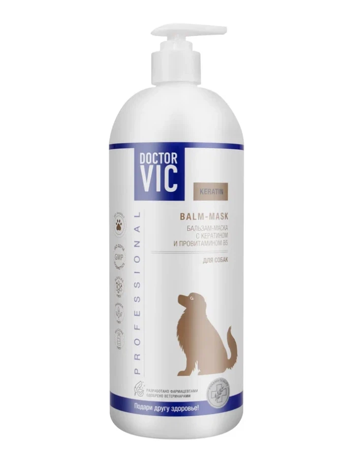 БАЛЬЗАМ-Маска Doctor VIC с кератином и провитамином B5 для собак (1 л) - фото