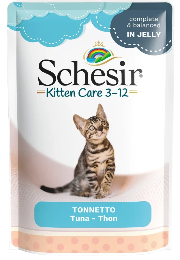 SCHESIR Kitten Tuna (пауч 85 г) тунец для котят, кусочки в желе - фото