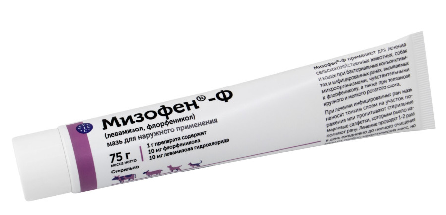 МИЗОФЕН-Ф (Флорфеникол 1% + левамизол 1%) мазь для наружного применения (туба 75 г) Vic   - фото