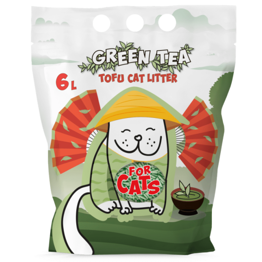 FOR CATS Tofu Green tea (6 л) комкующийся, с ароматом зеленого чая - фото