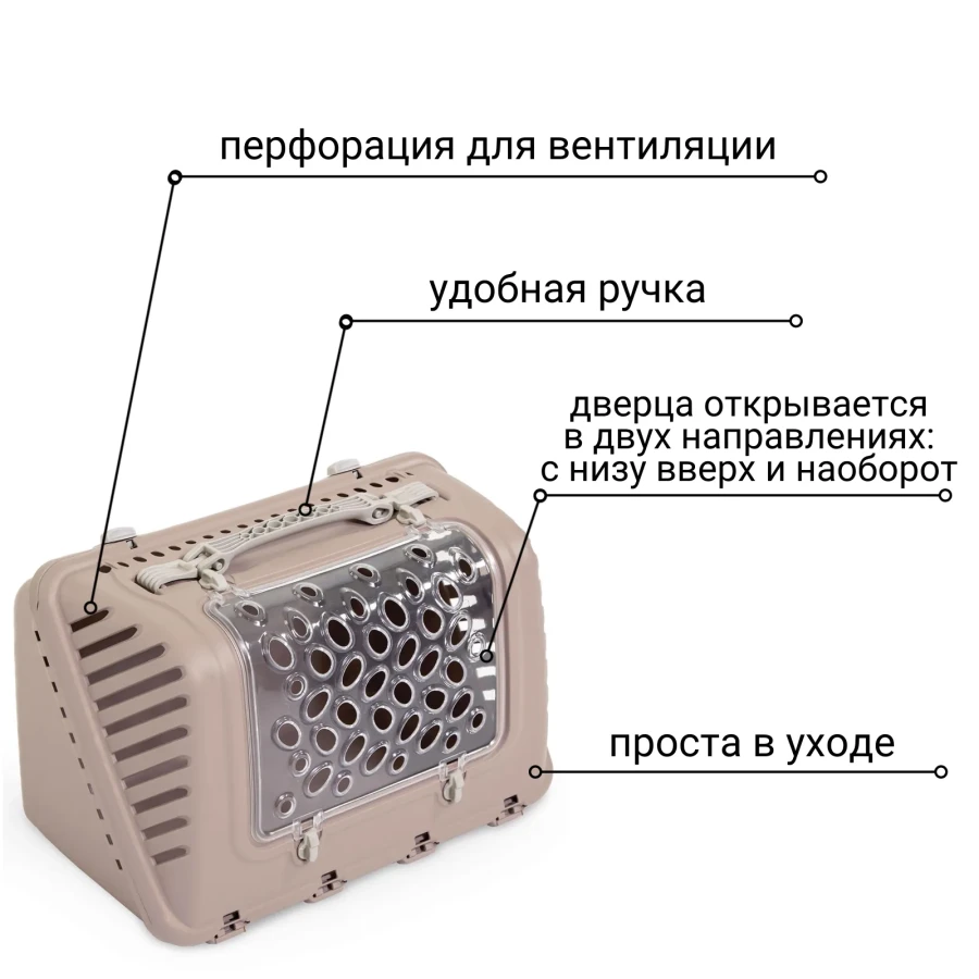 MPS P-BAG W Переноска пластиковая с плечевым ремнем, пудровая (44,5 х 26,5 х h28 см) - фото3