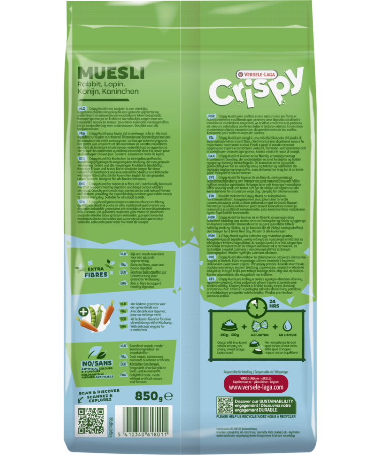 VERSELE-LAGA Crispy Muesli Rabbits (850 г) Корм для кроликов  - фото2