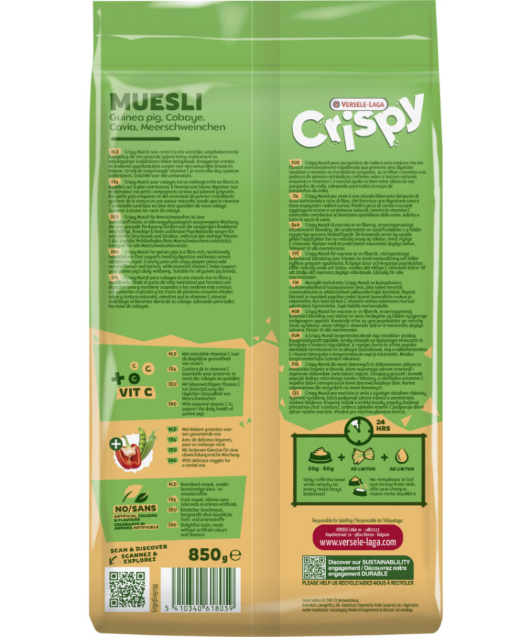 VERSELE-LAGA Crispy Muesli Guinea Pig (850 г) Корм для морских свинок - фото2