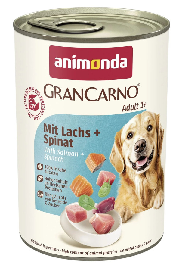 ANIMONDA GRAN CARNO ADULT (400 г) с лососем и шпинатом, для взрослых собак - фото