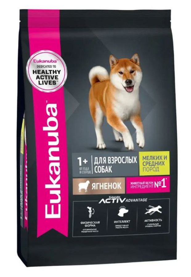 EUKANUBA Dog Adult S-М (0,8 кг) с ягненком, для взрослых собак мелких и средних пород - фото