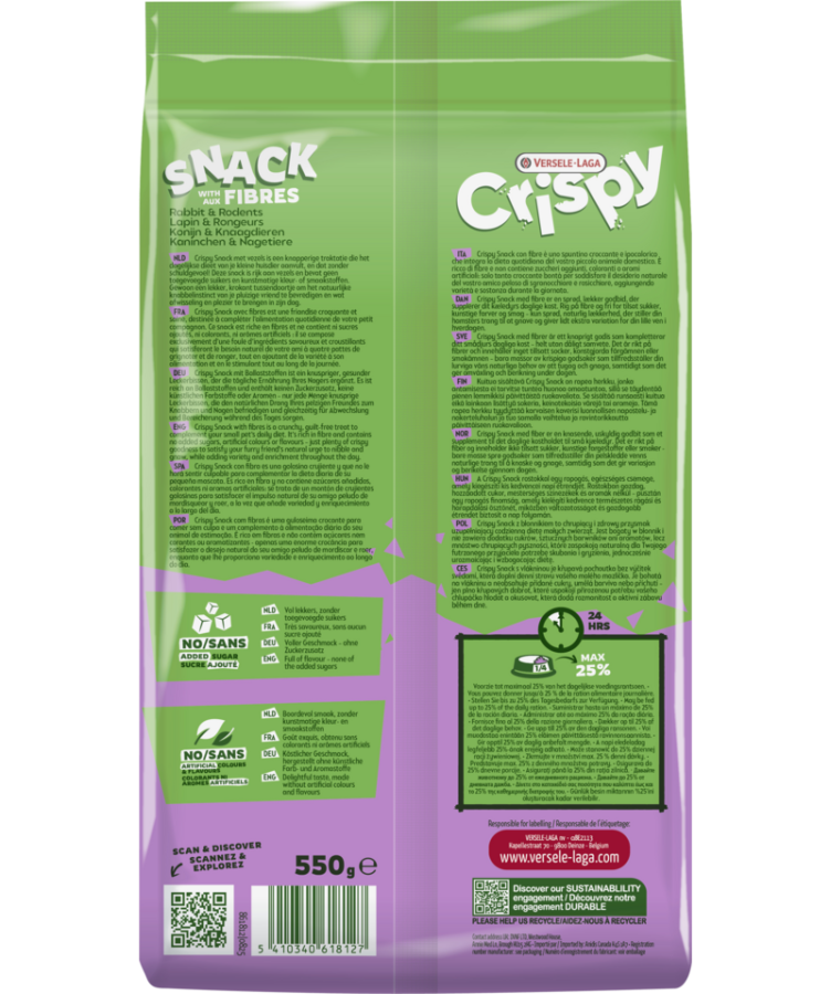 VERSELE-LAGA CRISPY Snack Fibres (550 г) Дополнительный корм для грызунов  - фото2