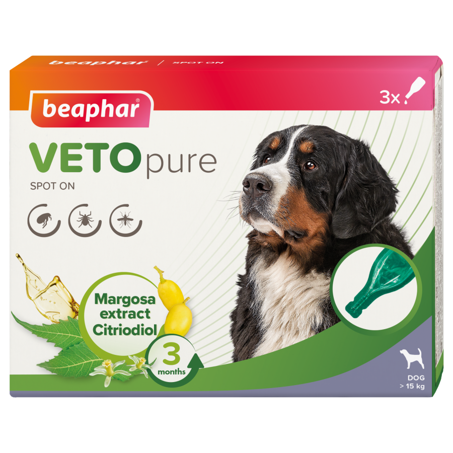 BEAPHAR Veto Pure spot on dog L (1 пипетка) Биокапли репелентные для крупных собак - фото
