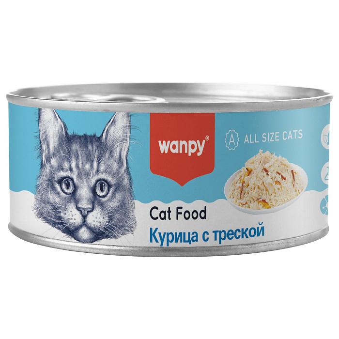 WANPY Cat Курица с треской для кошек (баночка 95 г) - фото