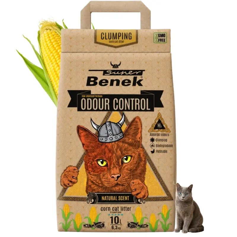 S.BENEK Corn Cat Odour Control (10 л) Натуральный, контроль запаха - фото